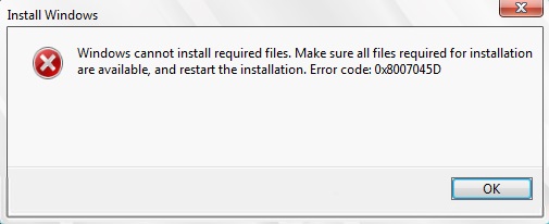 0x8007045d code error Windows 7