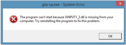Ошибка не удается продолжить выполнение кода поскольку система не обнаружила xinput1