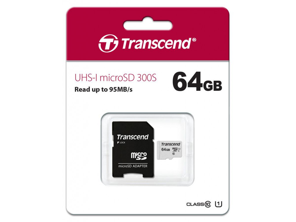 Transcend microSDXC 300S Class 10 UHS-I U1 (TS64GUSD300S-A)